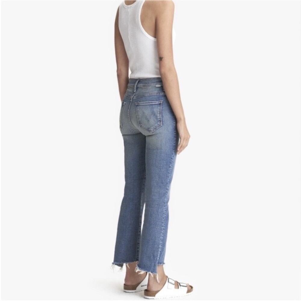 MOTHER The Insider Crop Step Fray Jeans in Night On A Shiny White Vespa Size 26
